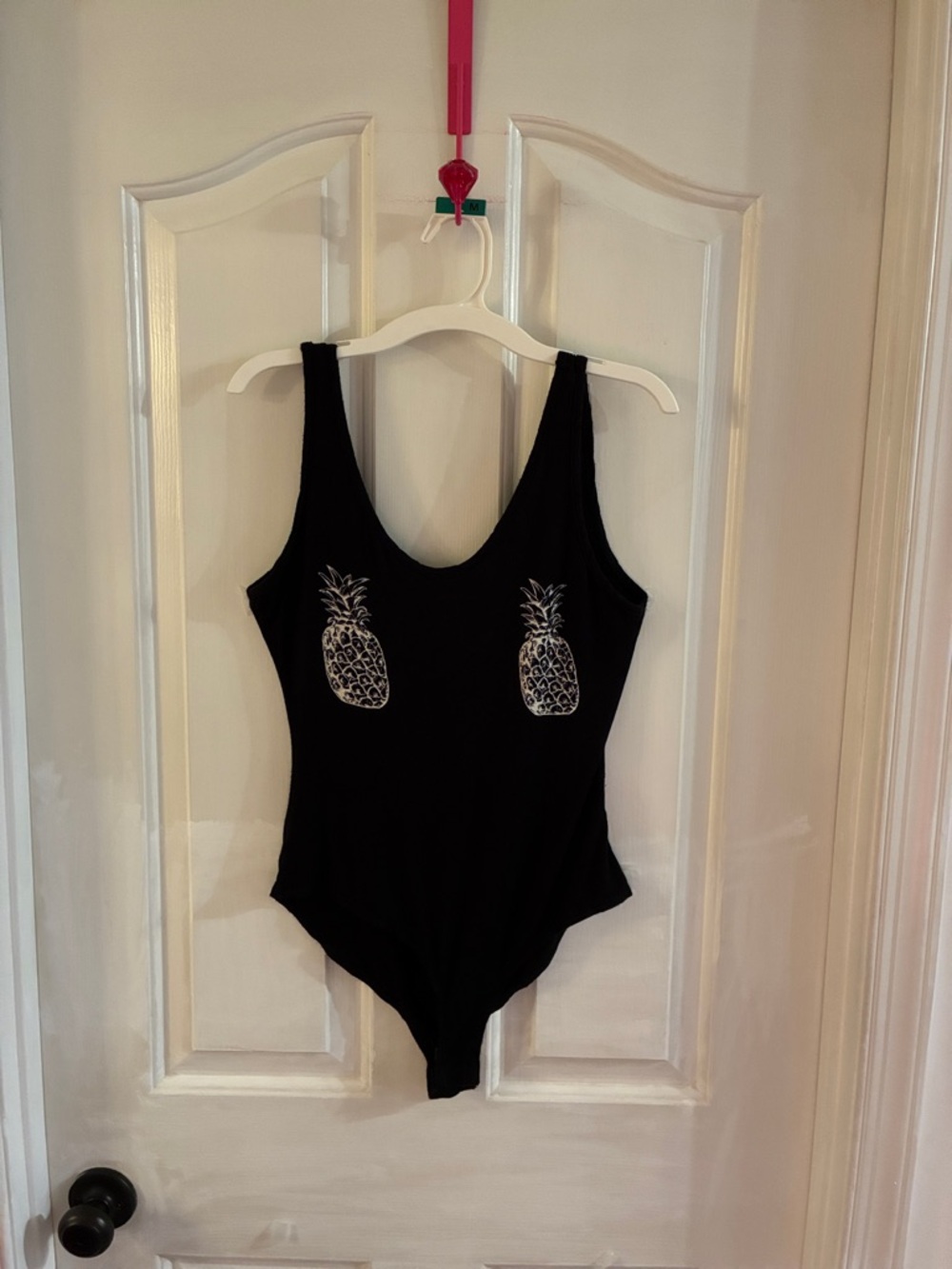 Charlotte Russe Black Pineapple Graphic Bodysuit